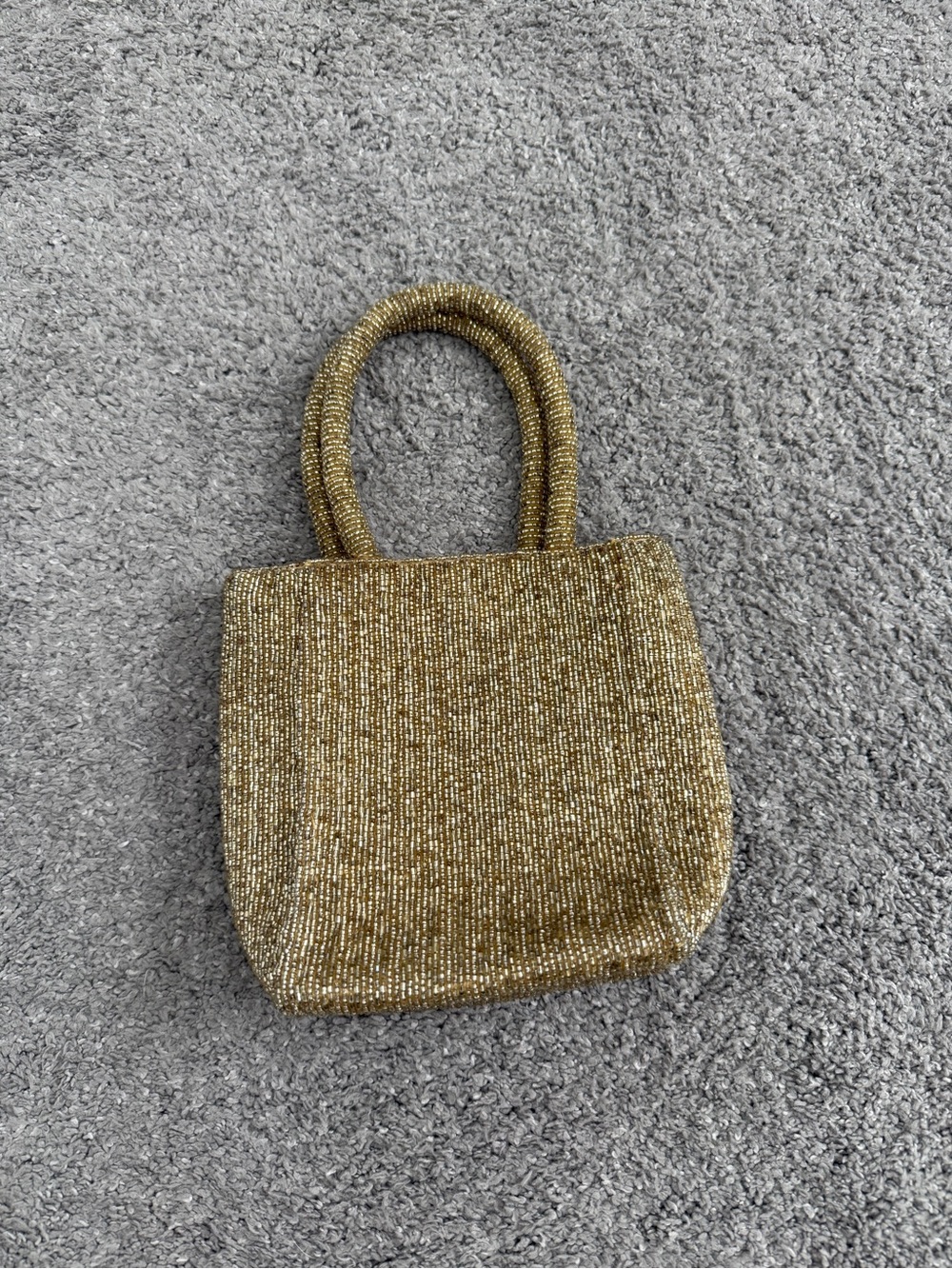 Anthropologie Gold Beaded Mini Evening Purse